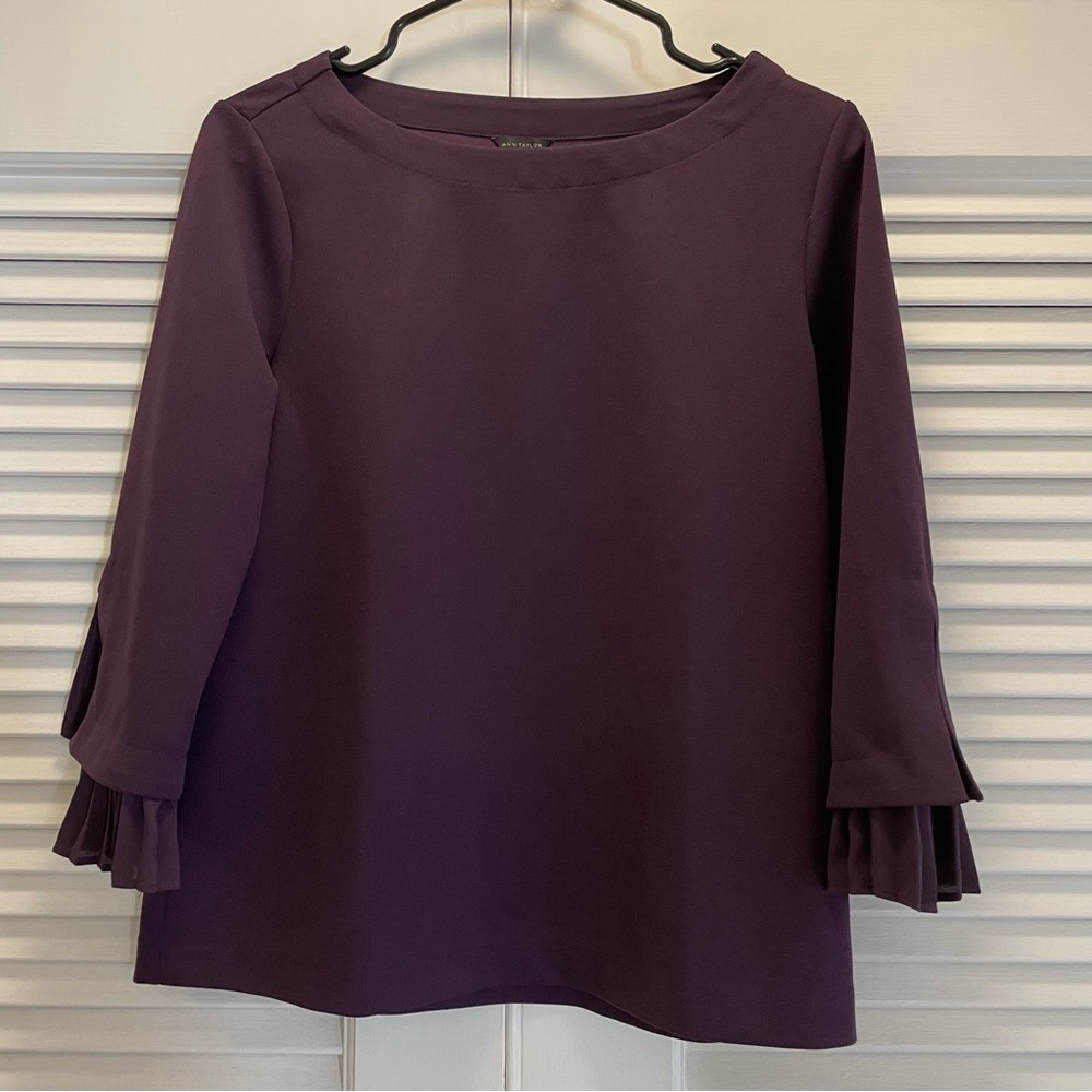 Purple Ann Taylor 3/4 Sleeves Blouse